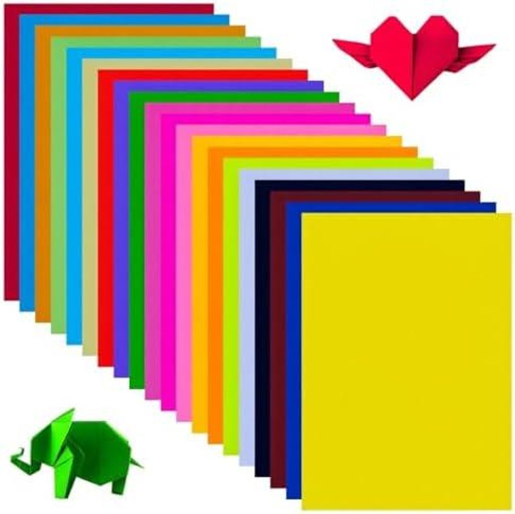 Buntes Papier, 20 leuchtende Farben,Tonpapier Bunt, Malpapier Kinder beidseitig Farbige Papiere doppelseitiges Faltpapier für DIY-Kunsthandwerkspr...