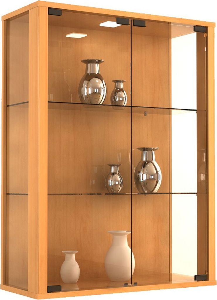Udina vitrinekast Wandmodel met 2 glazen deuren 2 glazen Productafbeelding 