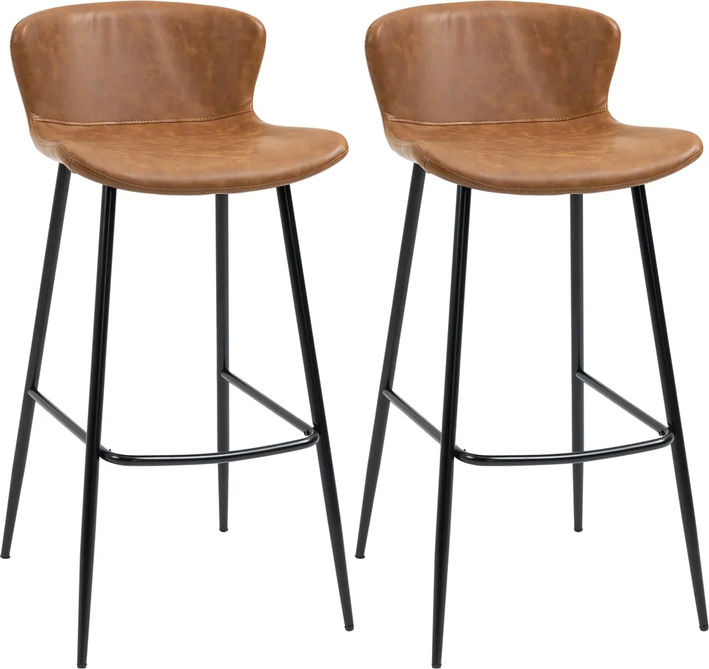 HOMCOM Lot de 2 Tabourets de Bar 76 cm en Similicuir Marron Vintage