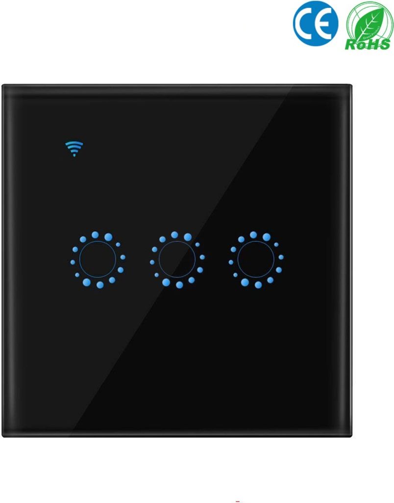 Drahtlose Schalter WiFi-Lichtschalter Smart Wall Kompatibel mit Alexa Echo Google Home Assistant Control APP Berš¹hrbares Lichtschalter-Telefon f...