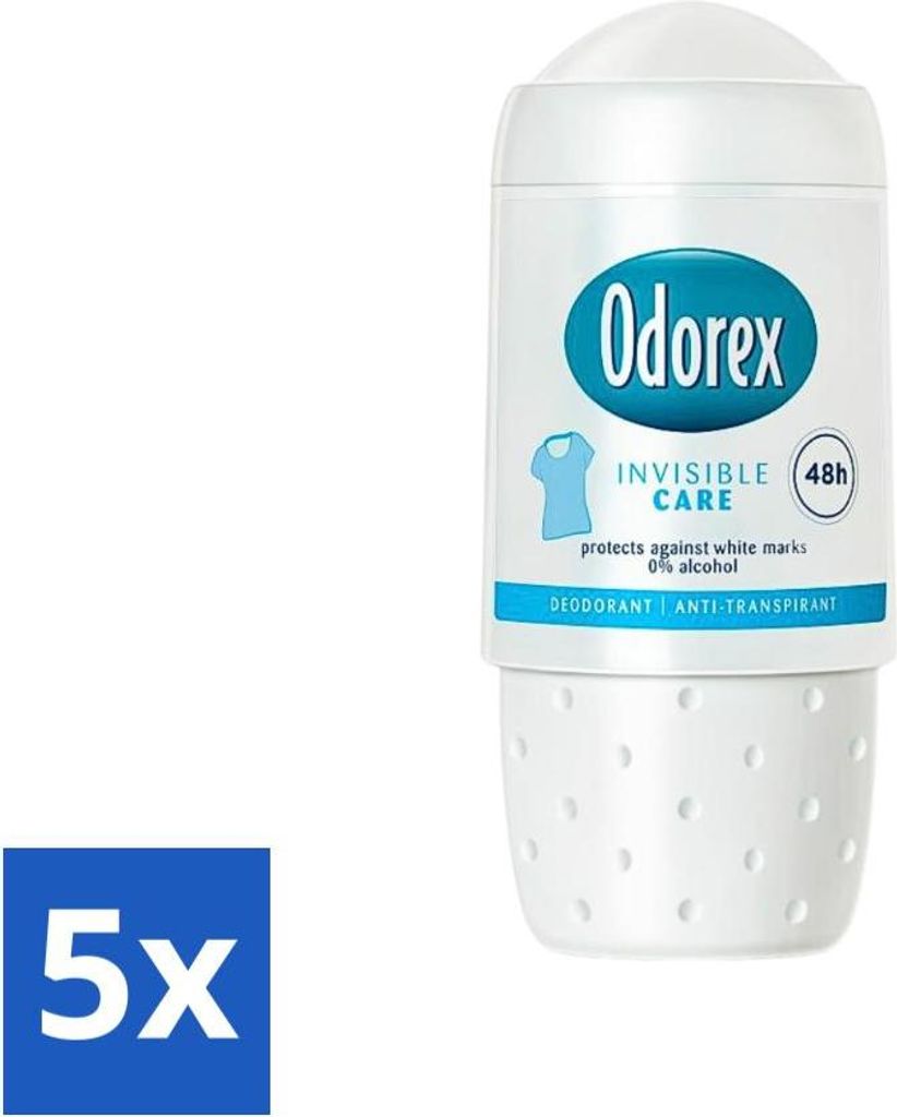 Odorex Deodorant Roller Unsichtbare Pflege 50 ml - Vorteilspack - 5 Stücke