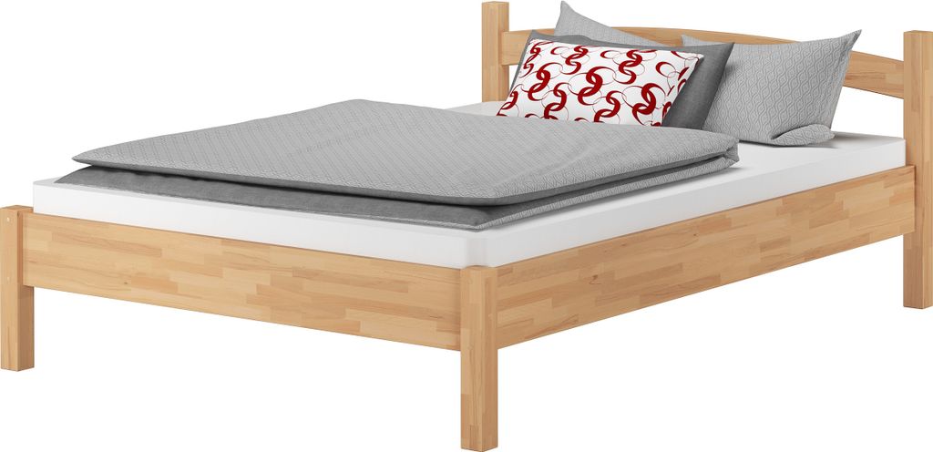 Breites Einzelbett Massivholzbett Buche 120x200 Bettgestell Holzbett Zubehör wählbar V-60.73-12ohne Zubehör