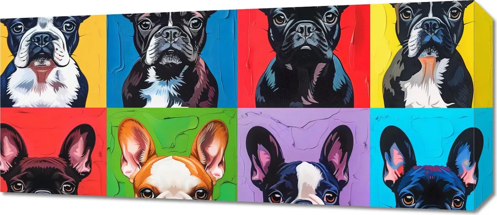Décoration Murale Bouledogues Français 70x30 cm - Tableau Panoramique Art