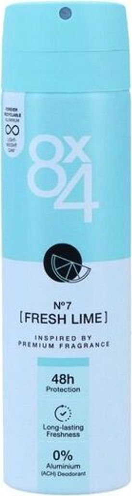 8X4 N°7 Déodorant Spray Fresh Lime 150ml Déodorants