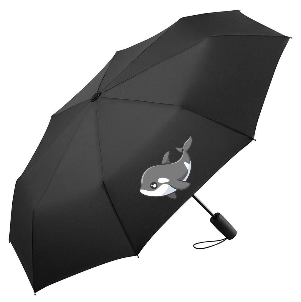 Huuraa Regenschirm Orka Killerwal 98cm Schwarz Sturmfest Taschenschirm Geschenkidee