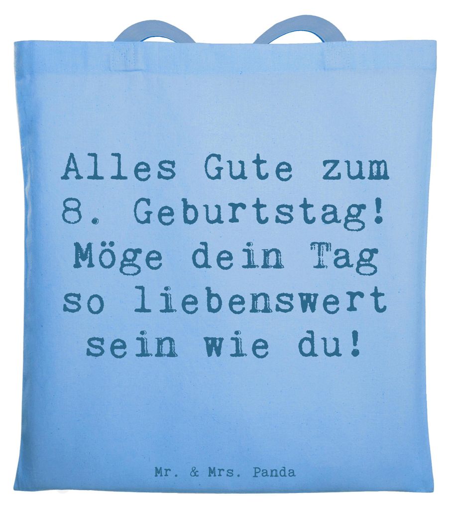 Mr. & Mrs. Panda Jutetasche Spruch 8. Geburtstag - Sky Blue - Geschenk, Spaß, Tasche, besonderer Tag, Happy Birthday, unvergessliche Erinnerungen,...