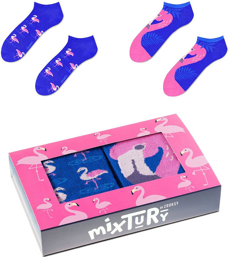 Bunte Kurze Socken mit Flamingos für Damen 36-40, 2 Paar Lustige Rosa Socken