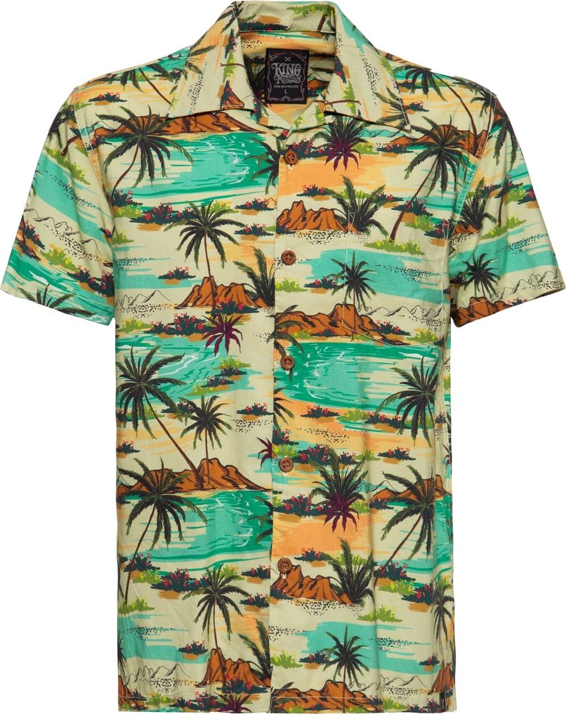King Kerosin Kurzarmhemd Herren AOP Shirt Tropical Sea multicolor S
