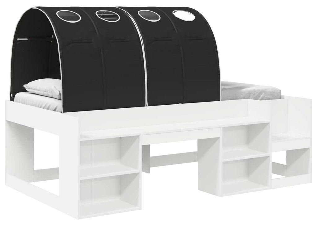 vidaXL Bettgestell mit Tunnel 3 pcs Weiß und Schwarz Holzwerkstoff