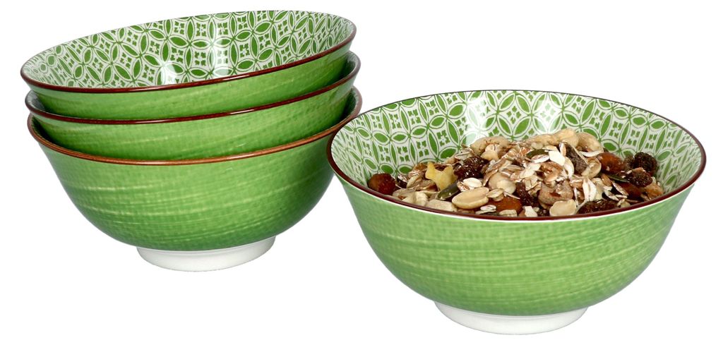 4er Set Lime Sao Schalen Ø 15,5 cm Grünes Muster Snack Produktbild 