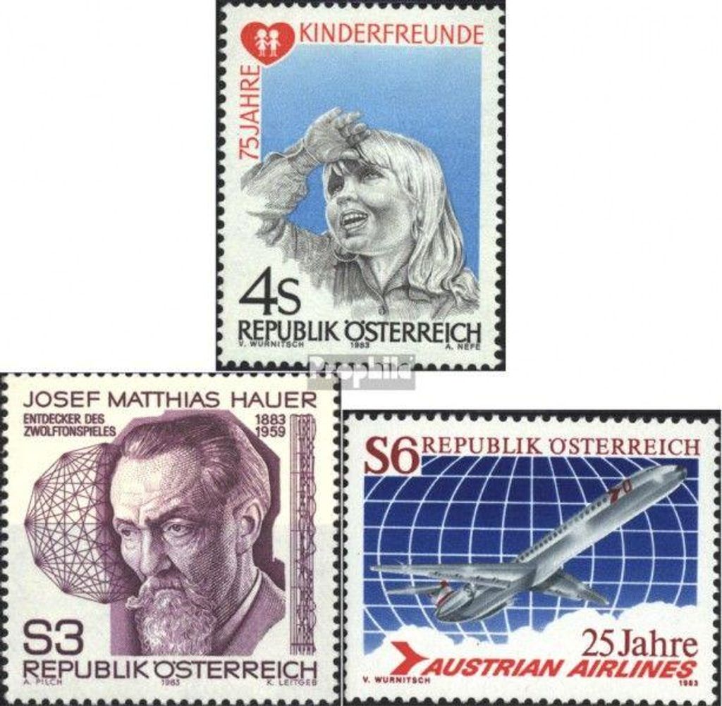 Briefmarken Österreich 1983 Mi 1732,1733,1734 Produktbild 