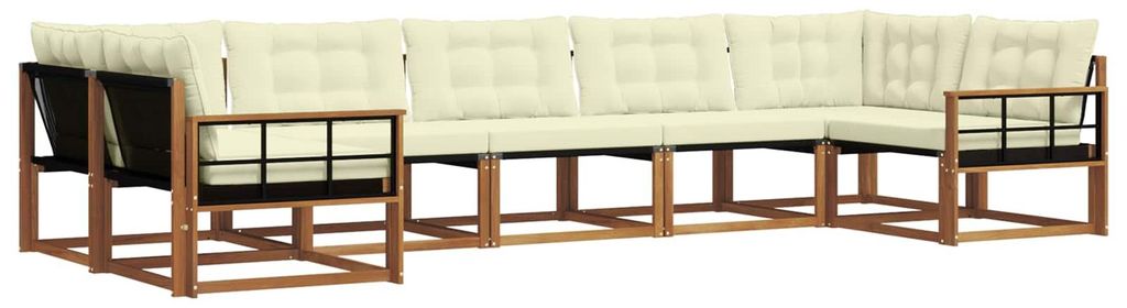 vidaXL Outdoor-Sofagarnitur mit Kissen 7 pcs Natur und Creme