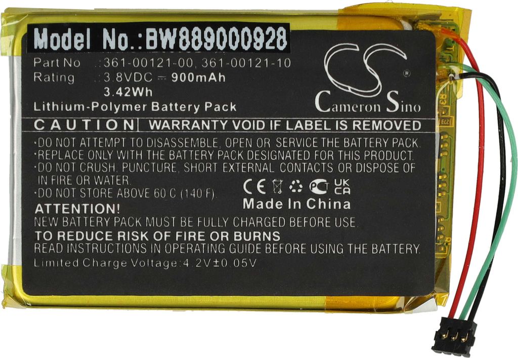 vhbw Akku kompatibel mit Garmin Edge 530, 830 GPS Tracker, Navigationsgeräte (900 mAh, 3,8 V, Li-Polymer)
