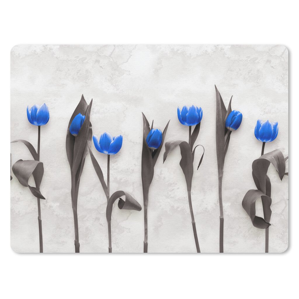 MuchoWow Mauspad Mousepad Blumen - Tulpen - Blau 40x30 cm - Mousepads - Maus Mat - Pad - Mausunterlage - Anti Rutsch