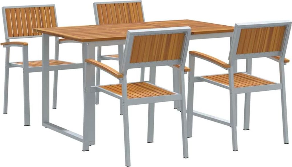 vidaXL Garten Essgruppe 5 pcs Grau Massivholz Akazie
