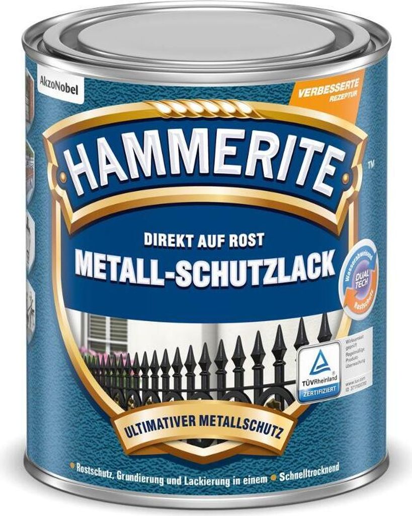 Hammerite Metall-Schutzlack Struktur-Effekt, Fertig gemischt, Zaun, Pforte, Eisenhaltiges Metall, Nicht-eisenhaltiges Metall, Matte Oberfläche, Gr...
