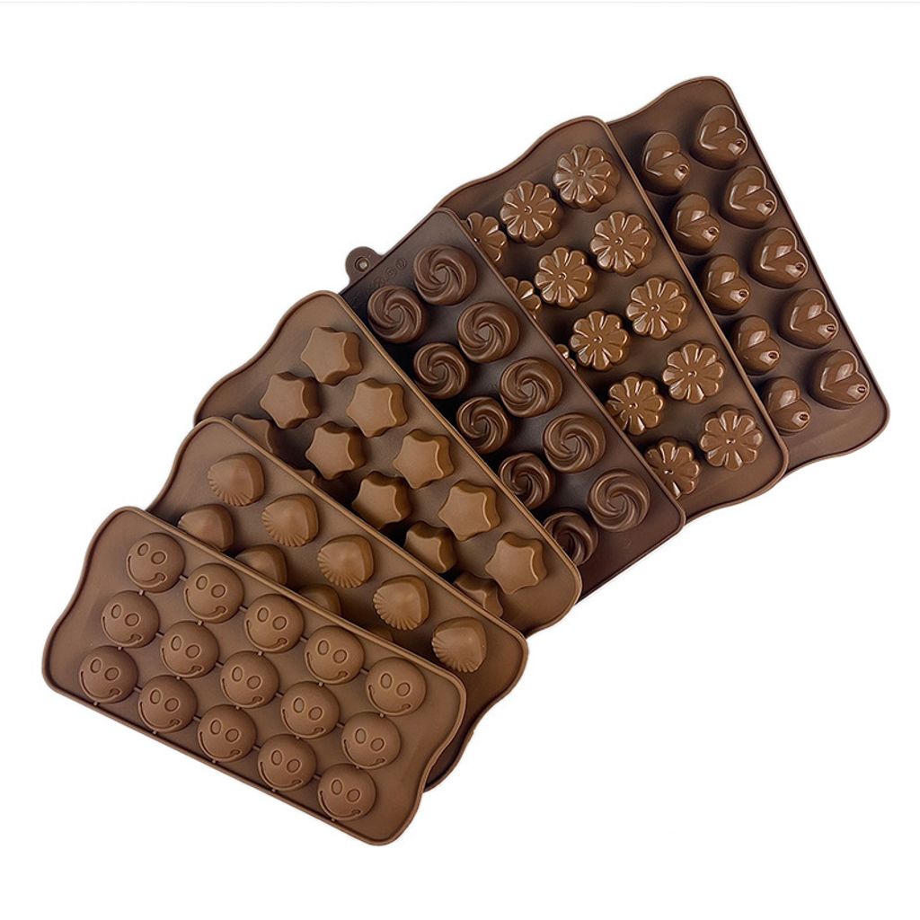 Silikonformen, Flexible Form für harte oder gummiartige Bonbons Backformen für Bonbons und Pralinen Tabletts Braun, 6 Stück