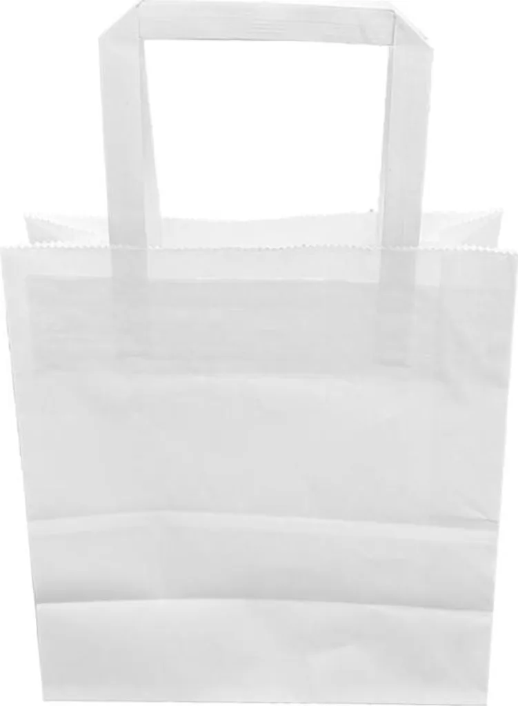 Sacs en papier blanc recyclables Fiesta poignées plates petit format x250