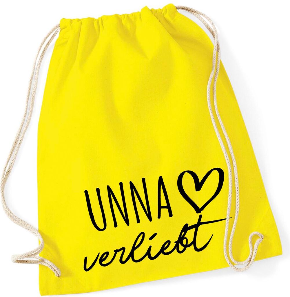 Huuraa Turnbeutel Unna verliebt 12 Liter Yellow Baumwolle Rucksack Geschenkidee