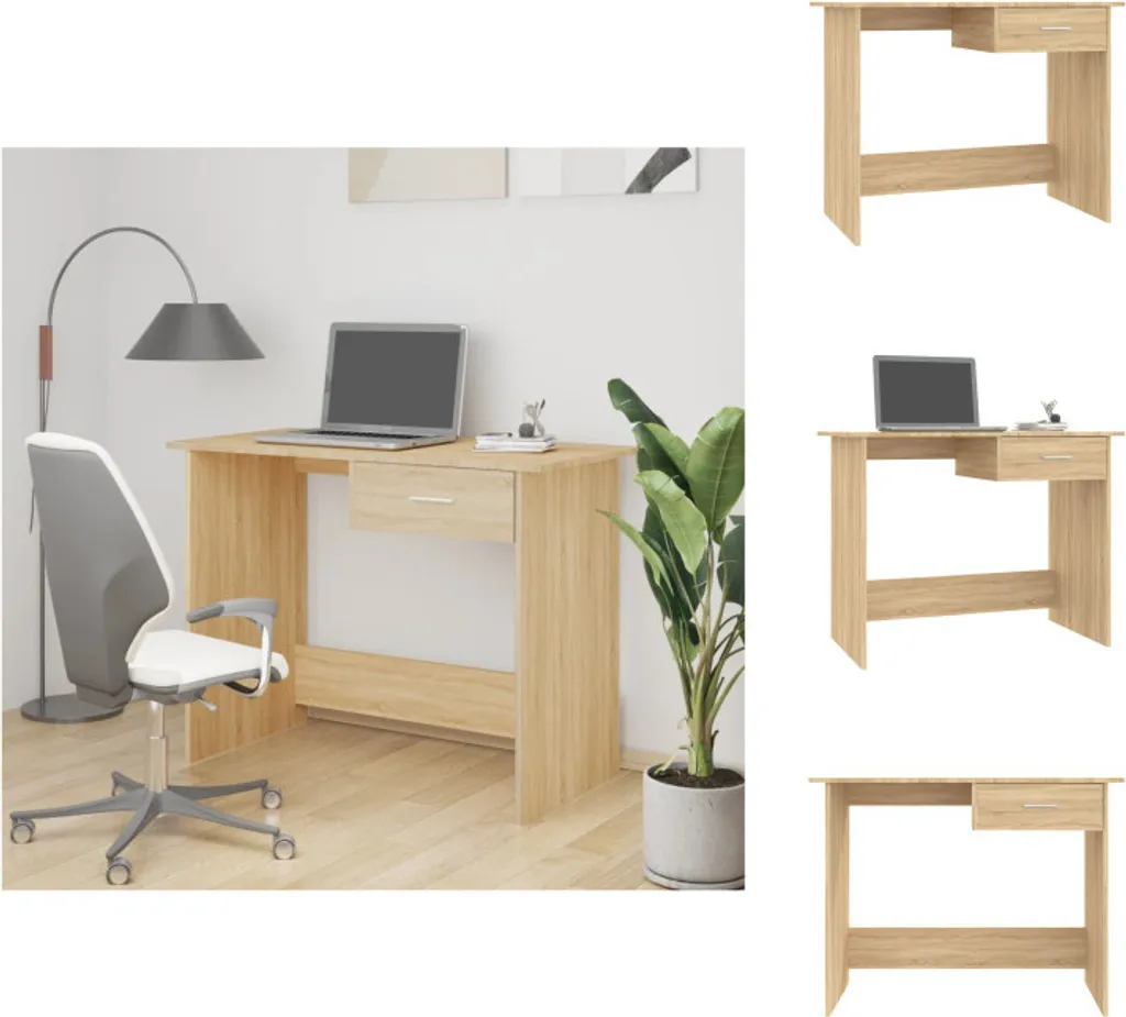 vidaXL Scrivania rovere Sonoma 100x50x76 cm materiale a base di legno - Scrivanie