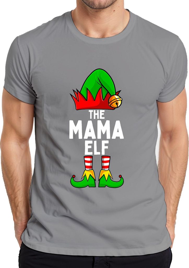 The Mama Elf Weihnachtsgeschenk für Mama lustig Elfe Familie Herren T-Shirt, Grau, 3XL