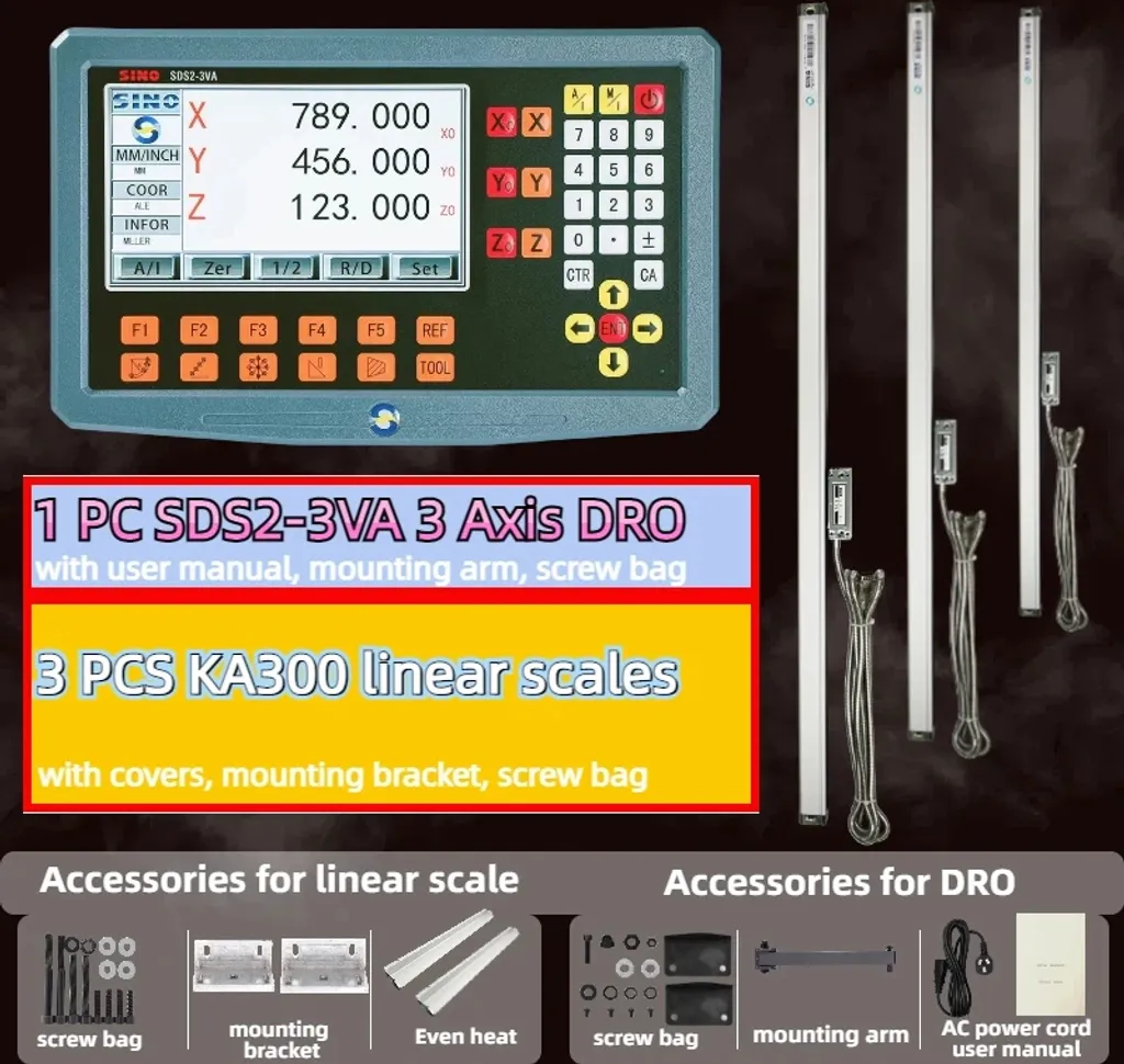 Kit DRO Axis résolution 5 µm avec échelles linéaires de précision 2 axes - 2