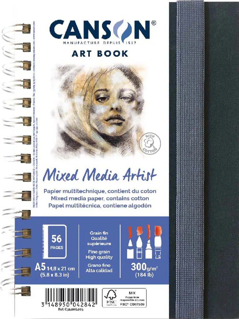 Canson Art Book Mixed Media Artist A5 - Album da Disegno Alta Qualità