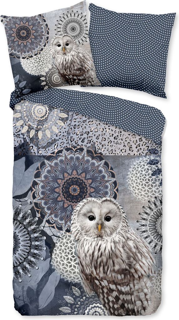 Hip Renforcé Bettwäsche - Nova - Mandalas mit Eule, blau 155 x 220 cm blaue Mandalas mit Eule