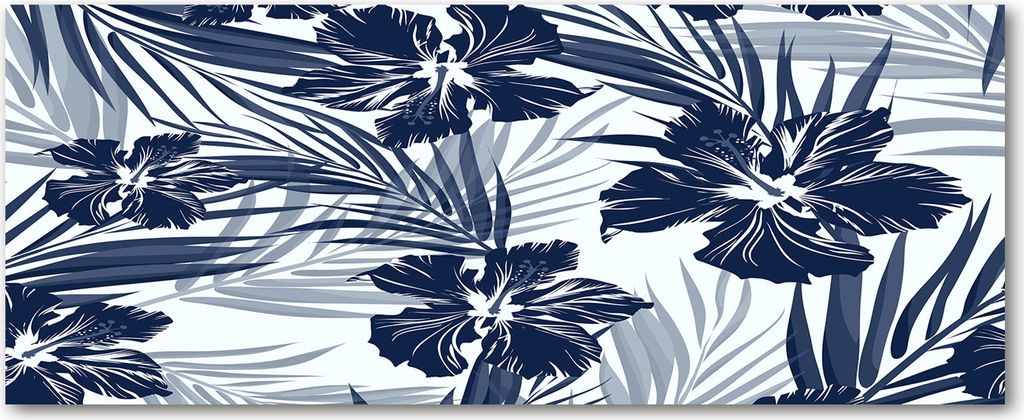 Tulup Leinwandbild - 125x50 cm - Wandkunst - Drucke auf Leinwand - Leinwanddruck - Blumen & Pflanzen - Blau - Tropische Blumen