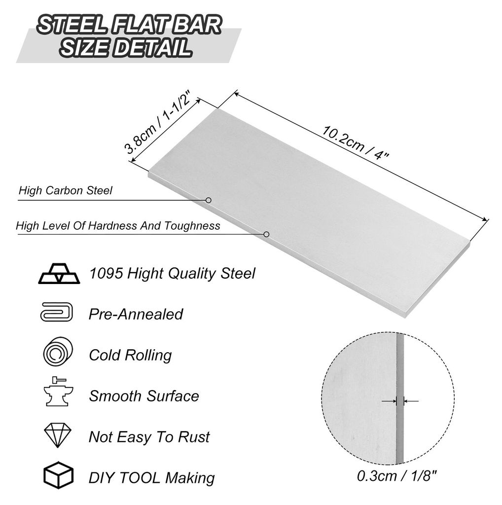 1095 Stahl Zur Messerherstellung Stahl 4"x1-1/2"x1/8" Kalt Stahlblech fš¹r Heimwerker Roh Blech fš¹r Den Professionellen und Bastler Gebrauch