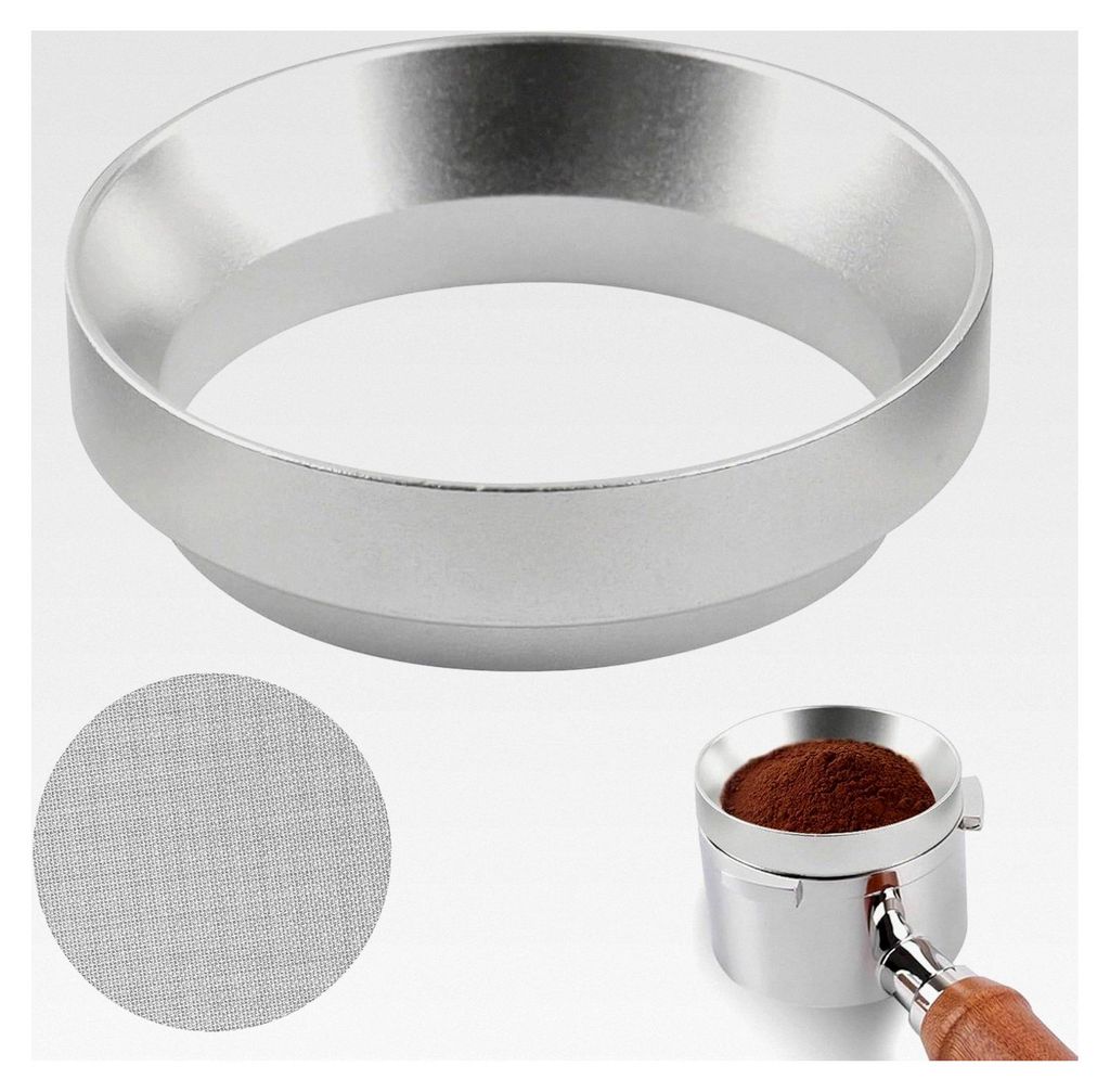 Kaffee Dosierring 58 mm, Magnetischer Dosierring mit Espresso Sieb für Siebträger, Trichter aus Aluminiumlegierung für präzise Befüllung von K...