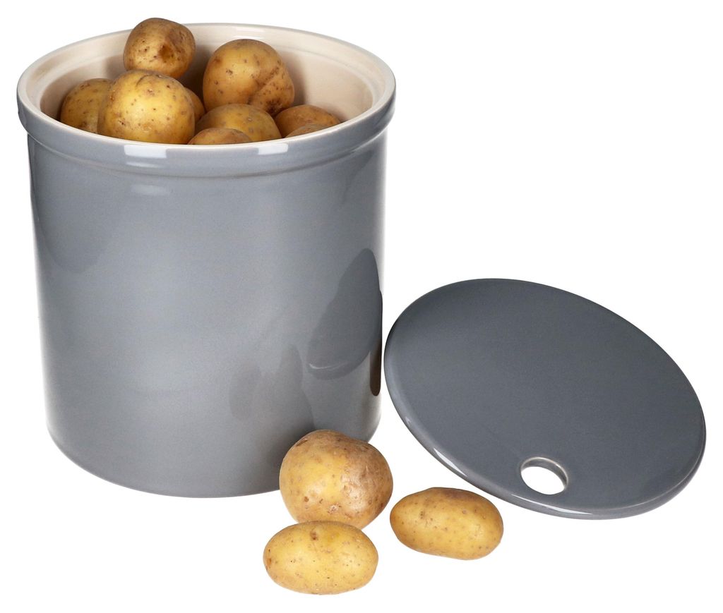 Oskar Vorratsdose L in Grau Kartoffeltopf mit Deckel Produktbild 