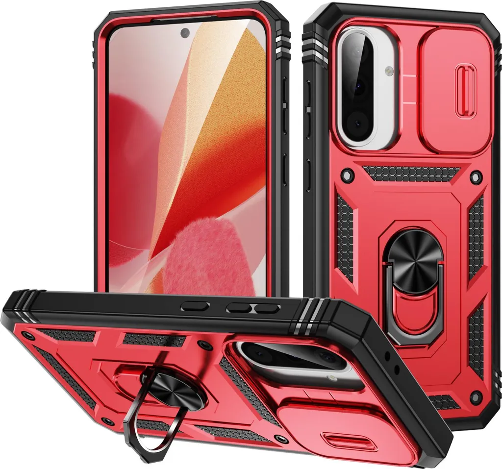 Cover Militare Samsung Galaxy A56 Rosso - Protezione Estrema e Ring