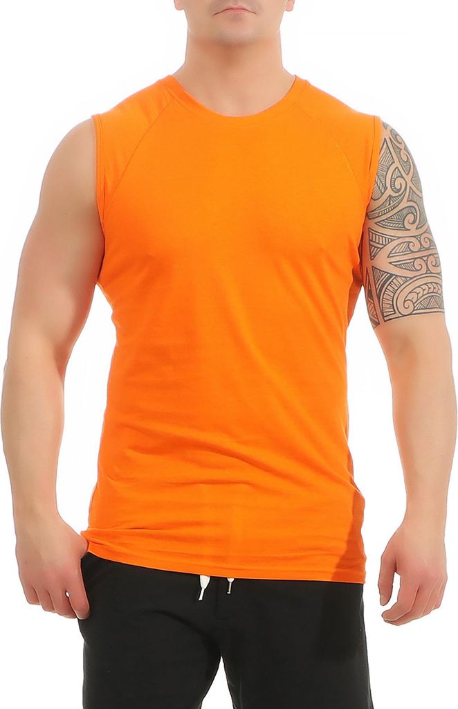 Mivaro Herren Tank Top aus Baumwolle in Orange - ärmelloses Basic Shirt mit Rundhals, Regular Fit, Größen S bis XXL