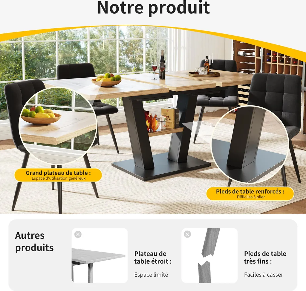 Table à manger modulable 118-157 cm pour petit espace et réception - 5