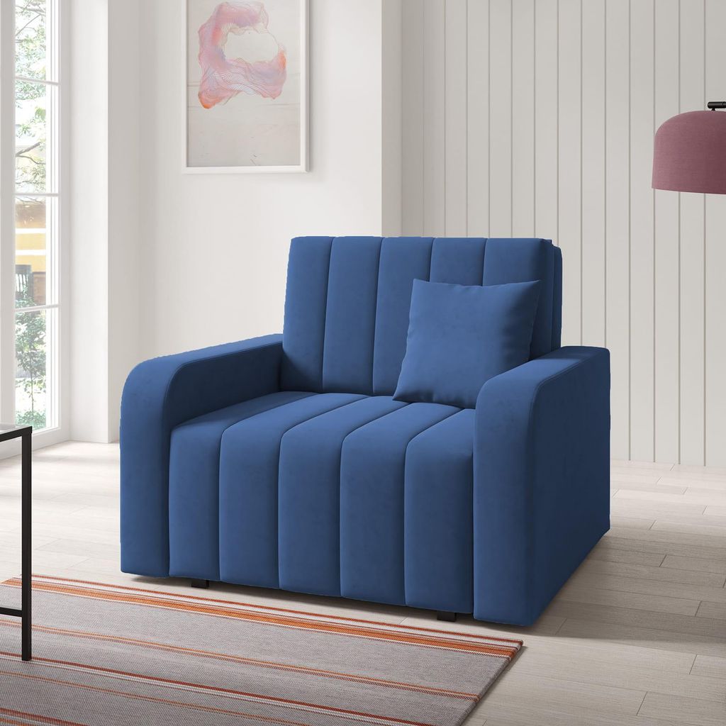 Sofasessel BOSTON I mit Ziernähten, 1-Sitzer Schlafsofa, Jugendsofa mit Schlaffunktion, ausziehbare Couch mit Bettkasten - Kronos 09
