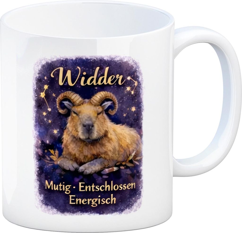 Widder Sternzeichen Cabybara Kaffeebecher für Astrologie Fans