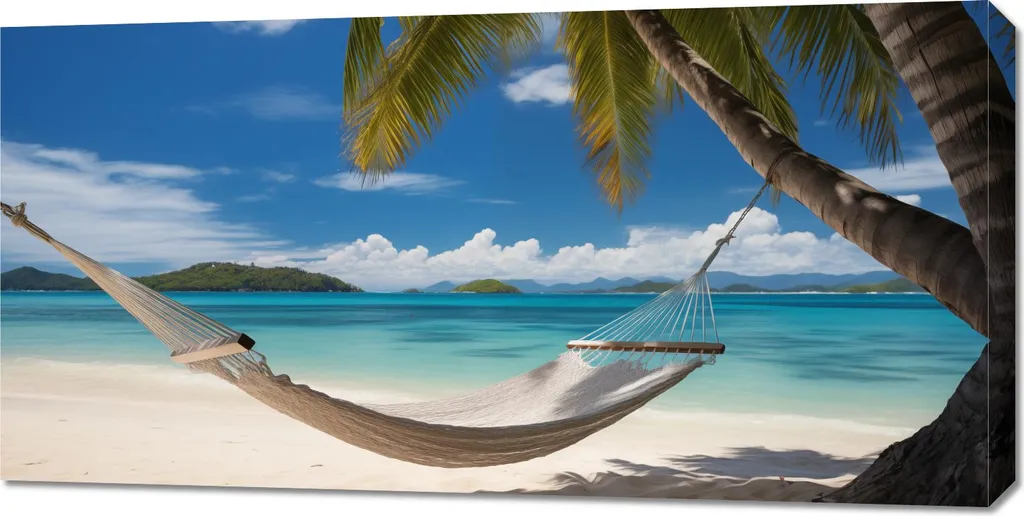 Décoration murale Évasion paradisiaque, grande toile de 100x50cm