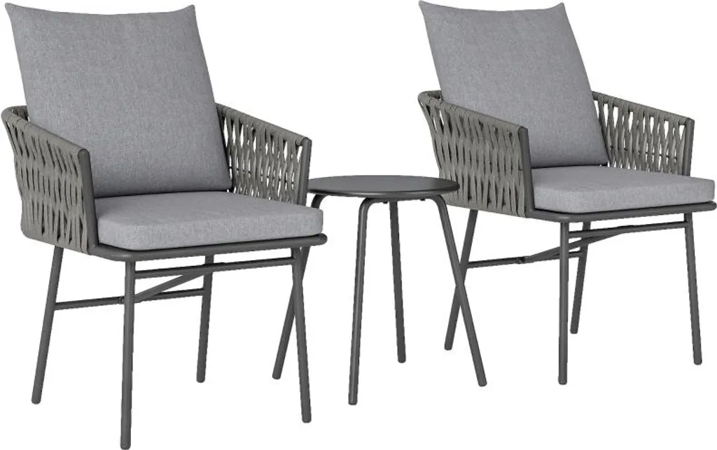 Petit Salon de Jardin Gris Anti-Rouille pour Balcon Étroit et Terrasse