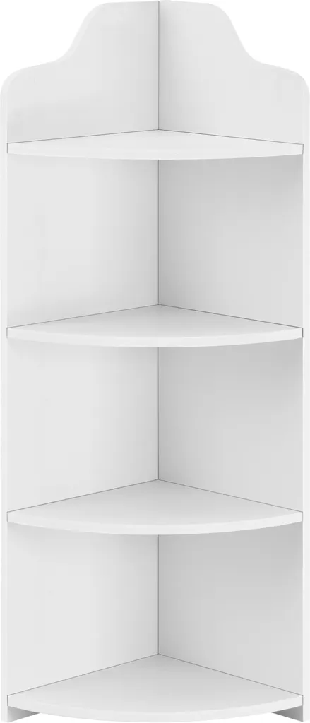 Meuble d'angle de rangement blanc à 4 tablettes en composite bois 90cm