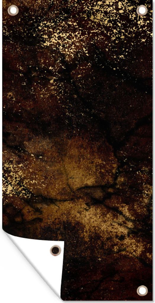 MuchoWow 80x160 cm Outdoor-Poster Gartendeko Sichtschutz Garten Poster für den Garten Gold - Schwarz - Luxus