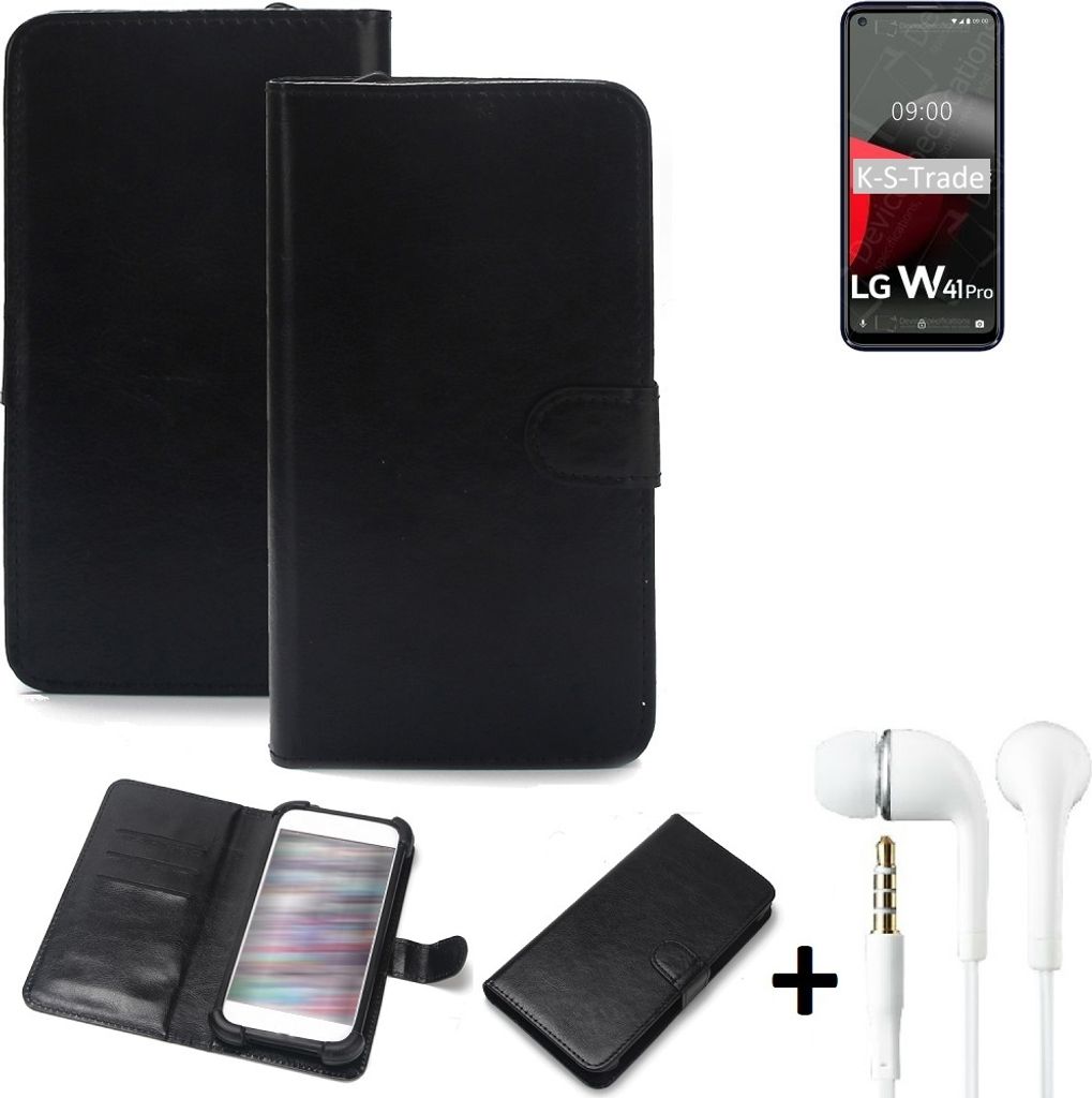 K-S-Trade Wallet Case Handyhülle kompatibel mit LG Electronics W41 Pro Schutzhülle Flip cover Flipstyle Tasche Hülle Flipcover Slim Bumper schwarz