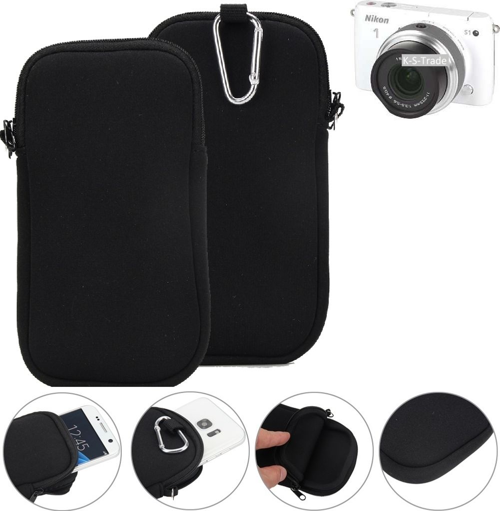 K-S-Trade Neopren-Hülle Handyhülle kompatibel mit Nikon Nikon 1 S1 Schutzhülle Neoprenhülle Sleeve Schutz-Hülle Gürtel Tasche Case Holster