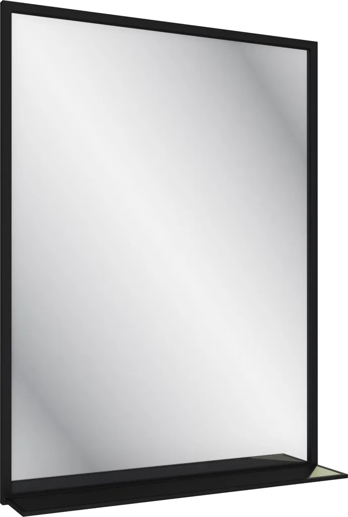 Miroir salle de bain 80x60cm noir mat FRAMED avec étagère intégrée
