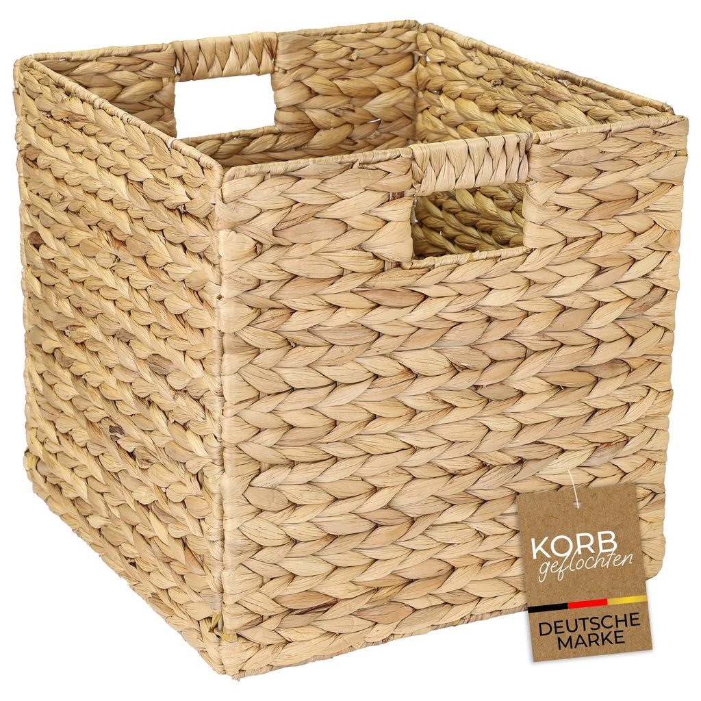 Aufbewahrungskorb Korb geflochten aus Wasserhyazinthe Seegras passend für Kallax HMF 37240 32 x 34.5 x 32 cm AI-gegenereerde afbeelding