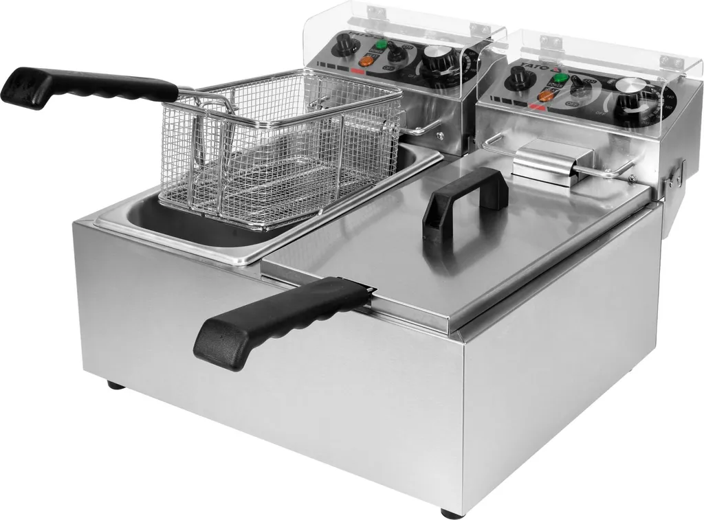 Friteuse Gastro 2x3,5L 2x2000W Double Cuve Inox 425x410x290mm Professionnelle