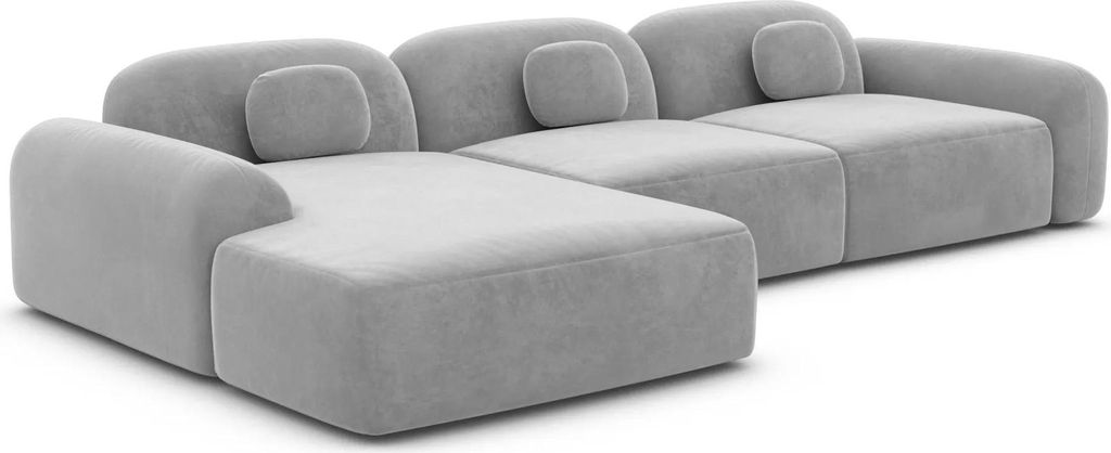 Samtstoff L-Form Sofa Nuvia Hellgrau Links