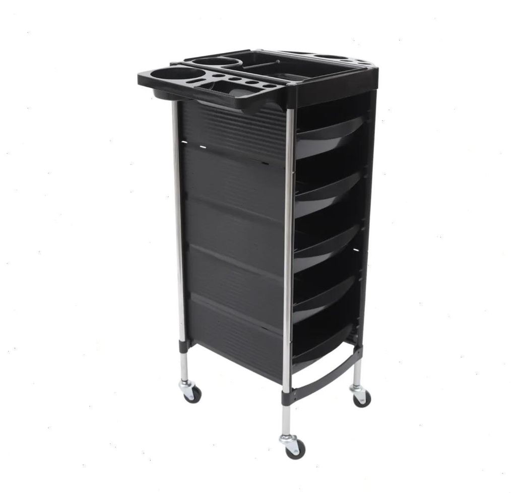 Friseurwagen - Rollwagen - Mit Ablagen - Metallrahmen ABS+PP+Edelstahl - Traglast 8 kg - 52,5×37×90 cm - Schwarz