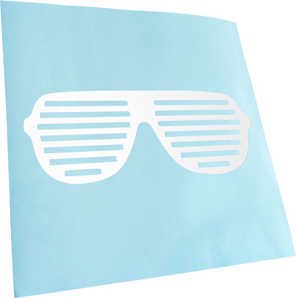 Kiwistar - Autoaufkleber - weiß - 60 x 24 cm - Raver Shutter Brille - Heckscheibenaufkleber - Aufkleber für Auto Kfz Fahrrad, LKW, Truck Mofa