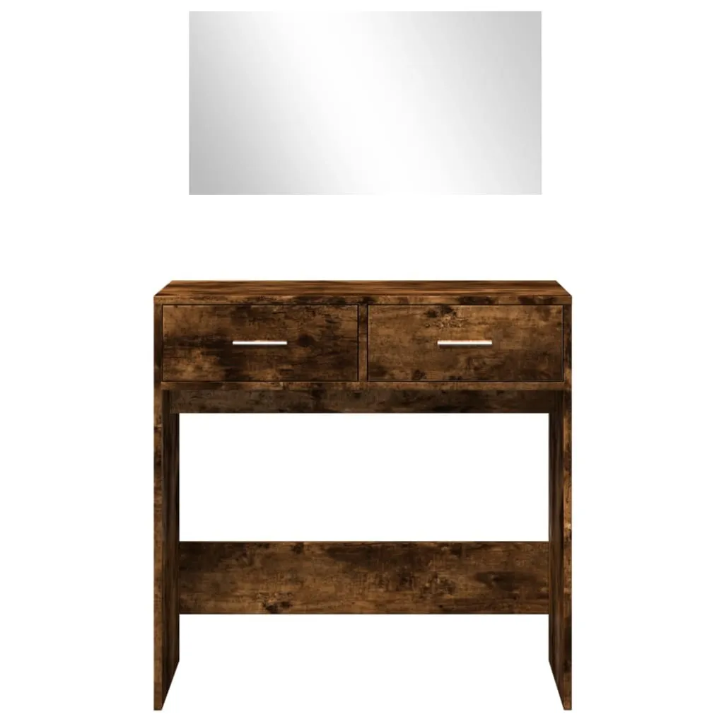 Tavolo da Trucco BEI CLORIS 80cm Rovere Fumé con Specchiera - 5